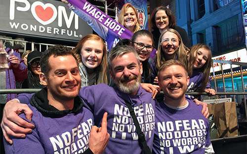 Joe Heiden, pancreatic cancer survivor with family and friends on American Ninja Warrior